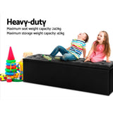 Artiss Storage Ottoman Blanket Box 140cm Leather Black - 45-Degree Angle