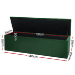 Artiss green velvet storage ottoman blanket box, 140cm, tufted velvet seat