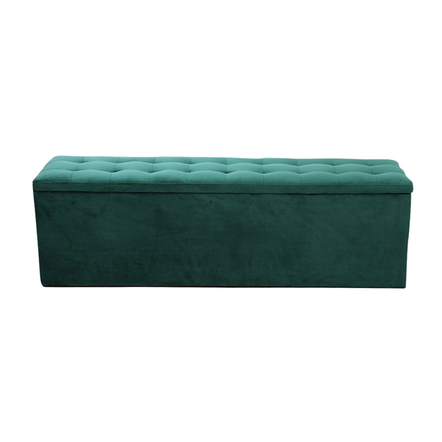 Artiss green velvet storage ottoman blanket box, 140cm, lift-up lid