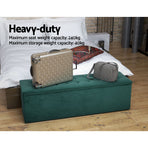 Artiss green velvet storage ottoman blanket box, 140cm, metal hinges