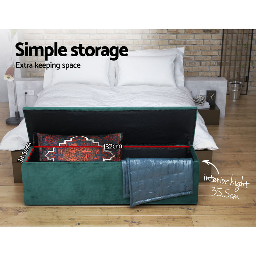 Artiss green velvet storage ottoman blanket box, 140cm, image 6