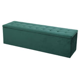 Artiss Storage Ottoman Blanket Box 140cm Velvet Green - Close-Up Angle