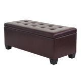 Artiss Storage Ottoman Blanket Box 97cm Leather Brown - Low Angle