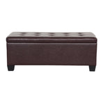 Artiss 97cm storage ottoman blanket box, brown PU leather, triple cushion-top seat