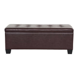 Artiss Storage Ottoman Blanket Box 97cm Leather Brown - Side View