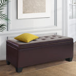 Artiss 97cm storage ottoman blanket box, brown PU leather