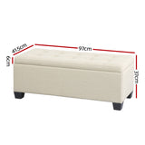 Artiss Storage Ottoman Blanket Box 97cm Linen Beige - Front View
