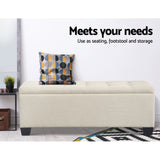 Artiss Storage Ottoman Blanket Box 97cm Linen Beige - Top-Down View