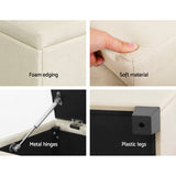 Artiss Storage Ottoman Blanket Box 97cm Linen Beige - 45-Degree Angle