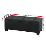 Artiss Storage Ottoman Blanket Box 97cm Linen Black - Front View