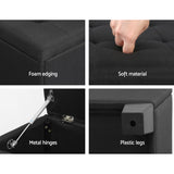 Artiss Storage Ottoman Blanket Box 97cm Linen Black - 45-Degree Angle