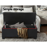 Artiss Storage Ottoman Blanket Box 97cm Linen Black - Rear View