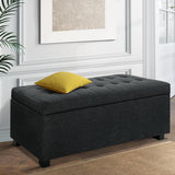 Artiss Storage Ottoman Blanket Box 97cm Linen Charcoal - Low Angle