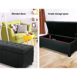 Artiss Storage Ottoman Blanket Box 97cm Linen Charcoal - Top-Down View