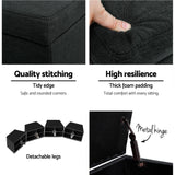 Artiss Storage Ottoman Blanket Box 97cm Linen Charcoal - Rear View
