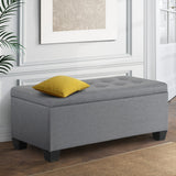 Artiss Storage Ottoman Blanket Box 97cm Linen Grey - Low Angle