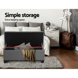 Artiss Storage Ottoman Blanket Box 97cm Linen Grey - Rear View