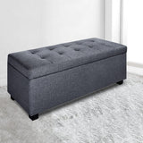 Artiss Storage Ottoman Blanket Box 97cm Linen Grey - Close-Up Angle