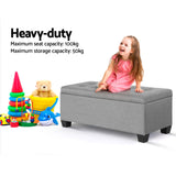 Artiss Storage Ottoman Blanket Box 97cm Linen Light Grey - Top-Down View