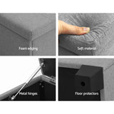 Artiss Storage Ottoman Blanket Box 97cm Linen Light Grey - 45-Degree Angle