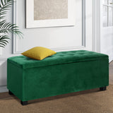 Artiss Storage Ottoman Blanket Box 97cm Velvet Green - Close-Up Angle