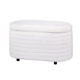 Artiss Storage Ottoman Blanket Box 87cm Boucle Fabric Oval - Close-Up Angle