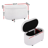 Artiss Storage Ottoman Blanket Box 87cm Boucle Fabric Oval - Front View