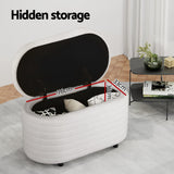 Artiss Storage Ottoman Blanket Box 87cm Boucle Fabric Oval - 45-Degree Angle