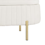 Artiss Storage Ottoman Blanket Box 87cm Velvet Oval White - Top-Down View