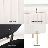 Artiss Storage Ottoman Blanket Box 87cm Velvet Oval White - Rear View