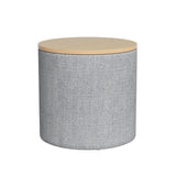 Round Grey Linen Storage Ottoman with Removable Lid by Artiss - 40cm