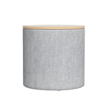 Round Grey Linen Storage Ottoman with Removable Lid by Artiss - 40cm - Top-Down View