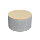 Artiss Storage Ottoman Blanket Box 60cm Linen Round Grey - Close-Up Angle