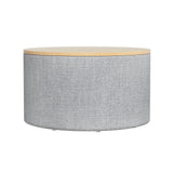 Artiss Storage Ottoman Blanket Box 60cm Linen Round Grey - Side View