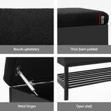 Artiss Storage Ottoman Blanket Box 110cm Boucle Shelf - Rear View