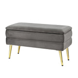 Artiss Ottoman Storage Foot Stool Velvet Grey - Close-Up Angle
