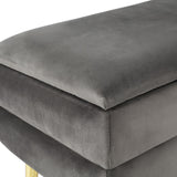 Artiss Ottoman Storage Foot Stool Velvet Grey - Side View