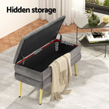 Artiss Ottoman Storage Foot Stool Velvet Grey - 45-Degree Angle