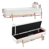 Artiss Storage Ottoman Bed 140cm Pillow Boucle Fabric - Front View