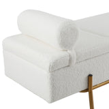 Artiss Storage Ottoman Bed 140cm Pillow Boucle Fabric - Side View