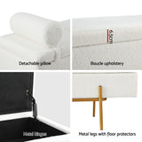 Artiss Storage Ottoman Bed 140cm Pillow Boucle Fabric - Rear View