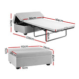 Artiss Ottoman Storage Sofa Bed 112cm Foldable Grey - Front View