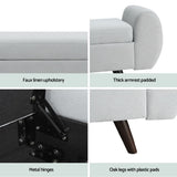 Artiss Storage Ottoman Blanket Box Armrest 140cm Grey - Rear View