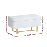 Artiss Storage Ottoman Blanket Box Criss-cross Linen White - Front View