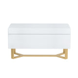Artiss Storage Ottoman Blanket Box Criss-cross Linen White - Side View