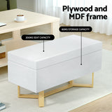 Artiss Storage Ottoman Blanket Box Criss-cross Linen White - Top-Down View