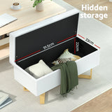 Artiss Storage Ottoman Blanket Box Criss-cross Linen White - 45-Degree Angle