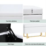 Artiss Storage Ottoman Blanket Box Criss-cross Linen White - Rear View