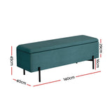 Artiss Storage Ottoman Blanket Box 140cm Velvet Green - Front View