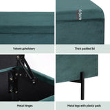 Artiss Storage Ottoman Blanket Box 140cm Velvet Green - Rear View